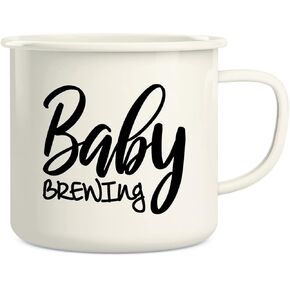 Retreez Baby Brewing 16 Oz Enamel Stainless Steel Metal Camping Campfire Coffee Mug - Funny Humor Sarcasm Inspirational, pregnancy, baby shower, birthday gifts for mom, mum, mama, mother, mom to be
