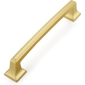 Haidms 10 Pack Cabinet Handles Matte Gold Cabinet Pulls 5 Inch Hole Center Drawer Pulls Modern Square Dresser Handles for Bathroom Kitchen Bedroom, Zinc Alloy