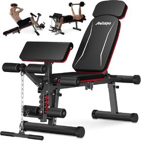Adjustable Weight Bench with Leg Extension and Leg Curl, 1200 LBS Workout Bench for Home Gym, 200+ Playstyles Decline Incline Bench with Preacher Curl Pad, Pre-Assembled Exercise Bench for Big Guys