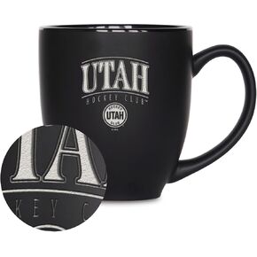 Rico Industries NHL Hockey Utah Hockey Club Tribute 15oz Laser Engraved Matte Black Ceramic Bistro Mug - for Hot or Cold Drinks