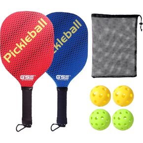GSE Games & Sports Expert Pickleball Paddles Set with Lightweight Pickleball Rackets & Indoor/Outdoor Pickle-Balls & Mesh Carrying Bag for Family and Friends (2 Paddles/4 Balls or 4 Paddles/6 Balls)