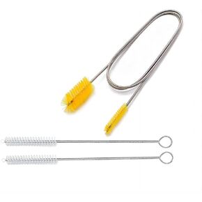 Flexible Drain Cleaning Brush (61" Long) for Drains, Bottles, Bathroom Sink, Bathtub, Shower, and Kitchen Sink, Heavy-Duty Double Ended Nylon with Elastic Hose, Includes 2 Tube Cleaning Brushes