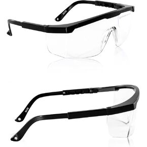 2 Pack ANSI Z87+ Safety Glasses, Anti-Fog, Scratch-Resistant, Adjustable Temples, Clear Protective Eyewear, Lab Goggles