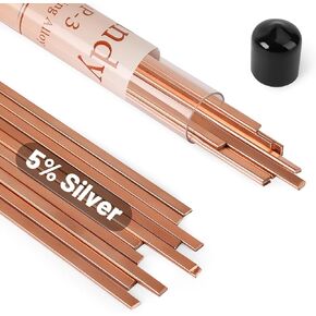 20 Sticks 5% Silver Solder Brazing Rods BCuP-3 Copper Phosphor Alloys Welding Rods 0.050" x 1/8" x 10"Brazing Rods