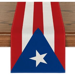 Artoid Mode Puerto Rican Table Runner, Seasonal Puerto Rico Themed Party Holiday Kitchen Dining Table Decoration for Indoor Outdoor Home Party Decor 13 x 72 Inch