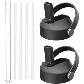 2 Pack Straw lid for Hydroflask Wide Mouth Water Bottle,Flex Straw Lid Compatible with Hydro Flask 12 16 18 20 32 40 64 oz,Sports Straw Cap Flip Top Lid Water Bottle Lid Accessories