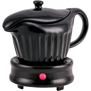 Ovente Electric Gravy Boat Wurder مع وعاء وغطاء من السيراميك ، وقاعدة الاحترار القابلة للفصل و SPOUT سهلة الحجم ، و 13.5 أونصة مثالية للحفلات الصغيرة ، والترفيه ، عيد الشكر والعطلات ، الأسود FW024589B