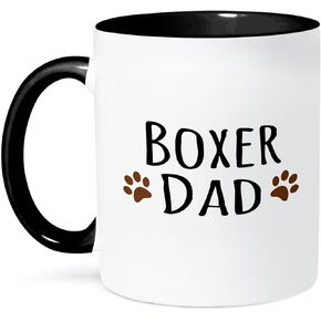 3dRose Boxer Dog Dad Mug, 11 oz, Black