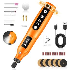 Rotary Tool - 3.7V Cordless Rotary Tool Kit 2.0Ah 18000RPM 5-Speed EngraverTool with 31 Accessories, Mini Rotary Tool for Engraving,Sanding, Grinding, Polishing, Carving, Etching, DIY-Orange