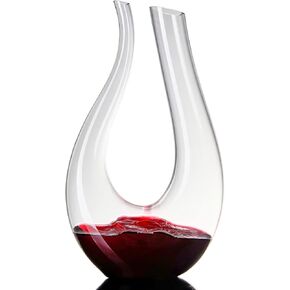 1PC Luxurious U-Shaped Crystal Glass Wine Decanter - High-End European Style, Harp Design, LargeRed Wine Capacity, Perfect for Home, Restaurant, and Household Use
