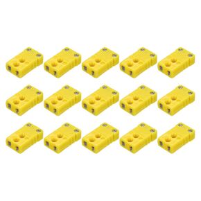 MECCANIXITY Mini K Type Thermocouple Wire Connectors Female Plug Adapter High Temperature 200°C(392°F) for Thermocouple Sensor Probe Yellow 15pcs
