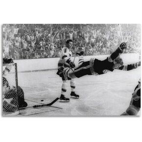 EGWB Bobby Orr The Flying Goal Art Hockey Greats Canvas Poster Room Aesthetic Decorative Wall Art Print Family Bedroom Decor 12x18inch(30x45cm) Unframe-style