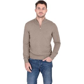 Cashmeren Men's Half Zip Mockneck Pullover 100% Pure Cashmere Zip Up Polo High Neck Sweater