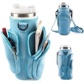 Water Bottle Carrier Bag with Phone Pocket for Stanley, Water Bottle Holder with Strap for Stanley Accessories 30 oz, Stanley Cup Accessories Total 3 Pockets, Stanley Cup Bag