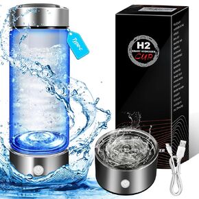 Hydrogen Water Bottle, Hydrogen Water Bottle Generator, 3Min Quick Electrolysis, for Office, Travel, Exercise, Gift for Love, Silver