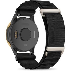 Alpine Loop Nylon 20mm Watch Band Compatible with Garmin Venu sq 2/Venu/Vivoactive 5/3 Music,Soft Breathable Adjustable with C-Hook Sports Strap for Forerunner 55/165/245 Music Men Women