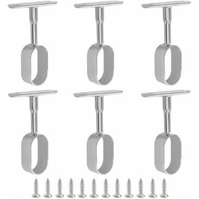 Bivethoi Oval Closet Rod Support Zinc Alloy Middle Mounting Bracket with Installation Screws Electroplated Surface Wardrobe Flange Holder Closet Shelf Rod Brackets Silver Tone（Thickening Type）