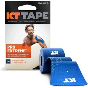 KT Tape Pro Extreme Therapeutic Elastic Kinesiology Sports Tape, 20 Pre Cut 10 inch Strips, 100% Synthetic Water Resistant Breathable, Pro & Olympic Choice, Sonic Blue
