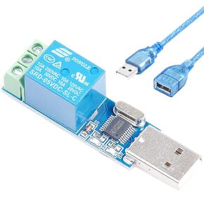 LCUS - Type 1 USB Relay Module USB Switch USB Intelligent Control Switch 5V, 10A / 250VAC, 10A / 30VDC with 2M USB Extension Cable