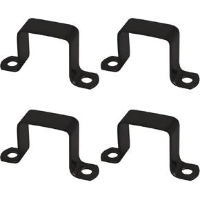 INCREWAY 4 Pcs Square Tube Strap Clamp, Black Deck Fence Post Tie Bracket,Steel Square Tube Buckle, U-Shaped Pipe Clamp Bracket (1.5"x1.5")