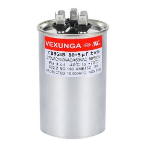 AC Capacitor 80+5 uF 80/5 MFD 370 or 440 or 450 VAC CBB65B Dual Run Start Capacitors for Air Conditioner Compacitor Motor or Compressor Fan or Condenser Straight Cool
