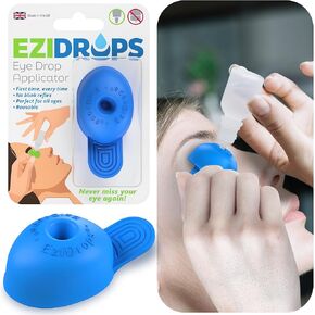 Eye Drop Dispenser - Suitable for Nozzle Head Bottles Only - No More Involuntary Blinking and Fluids Wastage! - Reusable Easy Eye Drop Applicator from Young Children to Elderly (Blue)