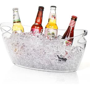 Ice Bucket for Parties, Clear Acrylic Champagne Bucket with Handle, 6 Liter Beverage Ice Tub, Wine Beer Drink Buckets for Mimosa Bar, Cocktail Beer Bottle