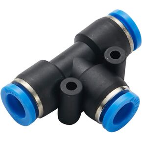 HahaBall PE-04 (5 Pack) 1/4" Tube OD Union Tee Push to Connect Pneumatic Tube Fitting Composite