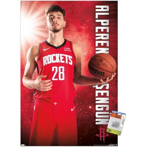 Trends International NBA Houston Rockets - Alperen Sengün 23 Wall Poster, 22.37" x 34.00", Poster & Push Pin Bundle