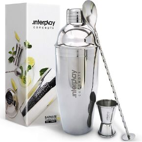 25oz Cocktail Shaker - Large Drink Shaker for Perfect Drinks - Stainless Steel Martini Shaker with Built in Strainer, Jigger & Spoon - Professional Cocktail Shaker Set for Mixing in Saudi Arabia
