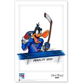 New York Rangers Daffy Duck NHL Looney Tunes Art Poster Print by S. Preston - Living Room Home Wall Decor, 11" x 17" Unframed Artwork