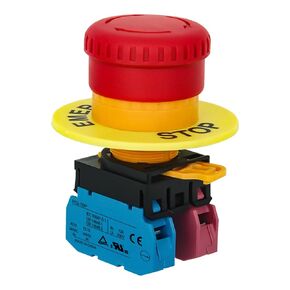 22mm Mushroom Emergency Stop Push Button Switch 10A 600V Latching Safety Replacement UL Listed (1NO 1NC, 1)