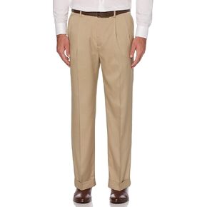 Savane Men's Pleated Stretch Crosshatch Dress Pant
