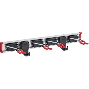 Bruns Tool Rack, 0.5m (19in) with 4 Tool Holders and 2 Hooks, Broom Holder, Garden, Tool Organizer Wall Mount, Closet Storage, Kitchen Rack, Home Organization and Garage Organizer