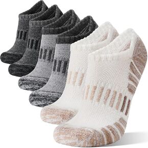 Merino Wool Ankle Athletic Running No Show Socks Cushioned Breathable Sports Warm Thick Socks for Men and Women 6 Pairs