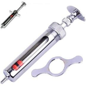 EatingBiting 100ml 100cc Reusable High Quality Stainless Steel Hypodermic Veterinary Animal Syringe Glass for Lab / simple structure / with locking screws simple operation