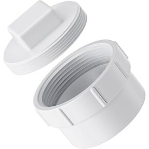 3" PVC Sewer Cleanout Adapter with Plug Pipe Fitting - Durable DWV Flush Cap for Drainage Systems