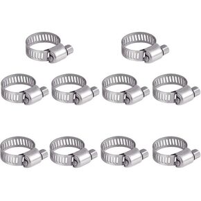 10Pcs Hose Clips 1/2''-3/4''(13-19mm) Jubilee Clips Adjustable 304 Stainless Steel Hose Clamps Worm Drive Pipes Hose Clamps Clips