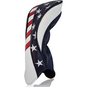 Golf Head Covers Fits 460cc Drivers Wood Headcovers and Fairway- Classic American Flag Design with Stripe and Star