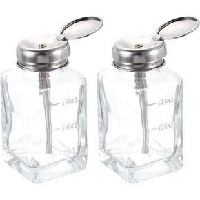 HARFINGTON 2pcs Solvent Alcohol Dispensers 180ml(6.1oz) Conical Push Down Liquid Dispenser Pump Bottle with Stainless Steel Tube and Copper Core for Acetone Polish Remover