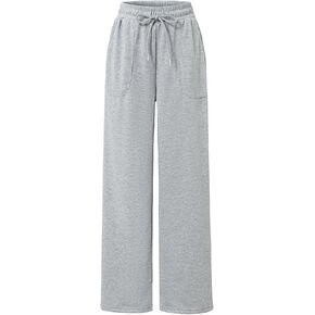 Women's Drawstring Waist Straight Wide Leg Sweatpants Casual Jogger Soft Pants with Pockets
