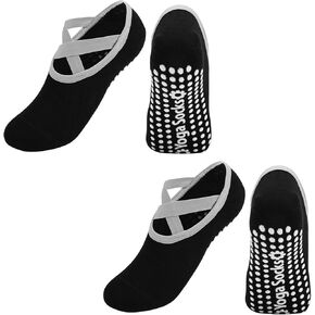 DTWAWA Yoga Socks for Women Non-Slip Grips & Straps, Ideal for Pilates, Pure Barre, Ballet, Dance, Barefoot Workout