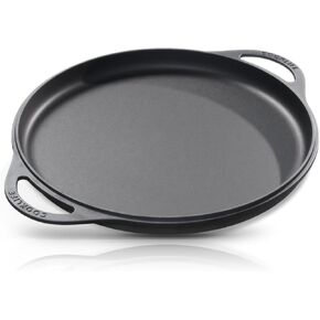 12 Inch Smooth & Light Cast Iron Griddle - Pre-Seasoned Round Cast Iron Pizza Pan - Easy to Clean Polished Cast Iron Pan Use in the Oven, on the Stove or Grill, Over a Campfire - Black