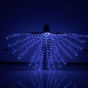LED Lights Belly Dance Wings Bellydance Glow Angel Dance Wings with Telescopic Sticks for Adults and Child