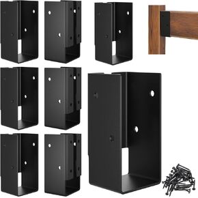 8Pcs Concealed Joist Hanger 2x4 Brackets Steel Powder Coated Mount Pergola Brackets for Deck Railing Railing Racket