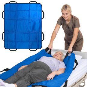 Upgrade 3-Layer Comfort Positioning Bed Pad with Handles, 48" x 40" – Washable Waterproof Transfer Board for Turning, Inconvenience Care Transfer Sheet (Lake Blue)