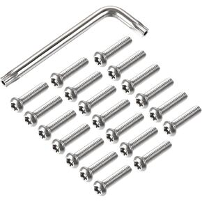 uxcell M6x25mm Torx Security Machine Screw, 20pcs Pan Head Screws Inside Column, with T30 L-Type Wrench, 304 Stainless Steel Fasteners Bolts