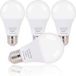 LED Light Bulb,A19 65 Watt Equivalent, Energy Efficient 9W,880 Lumens, 2700K Soft White, Non-Dimmable, 30,000 Hour Lifetime,Frosted,4 Count (Pack of 1)