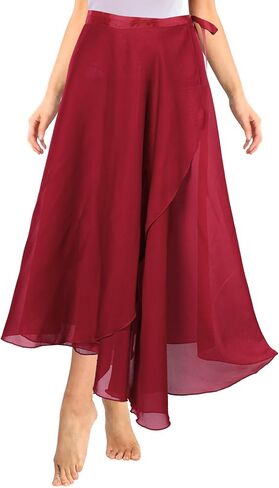 Lusofie Long Dance Wrap Skirt Women Ladies Long Sheer Dance Skirts ， Ballet Wrap Skirt Chiffon Skirt with Adjustable Belt in Saudi Arabia