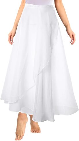 Lusofie Long Dance Wrap Skirt Women Ladies Long Sheer Dance Skirts ， Ballet Wrap Skirt Chiffon Skirt with Adjustable Belt in Saudi Arabia